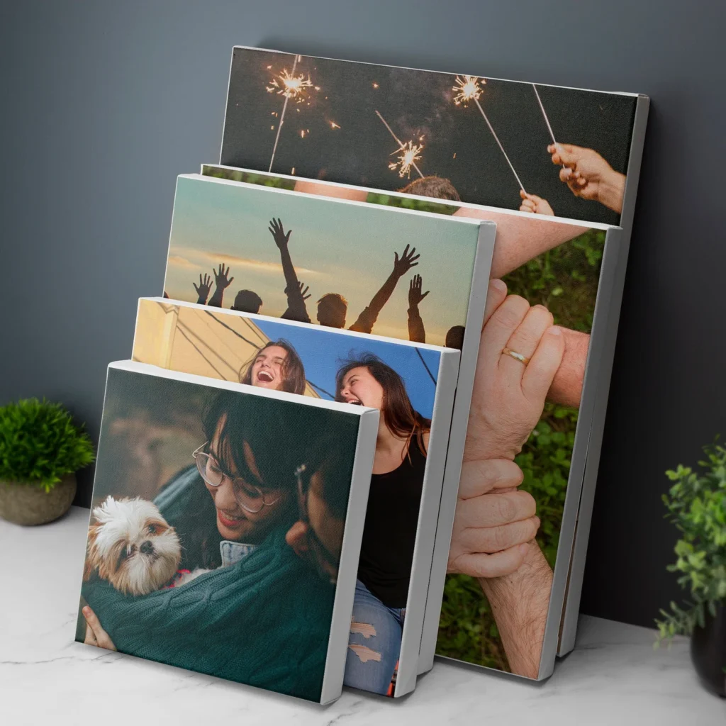 four pictures designed with canvas