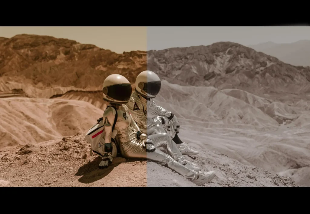 two man in the moon designed with cupcut